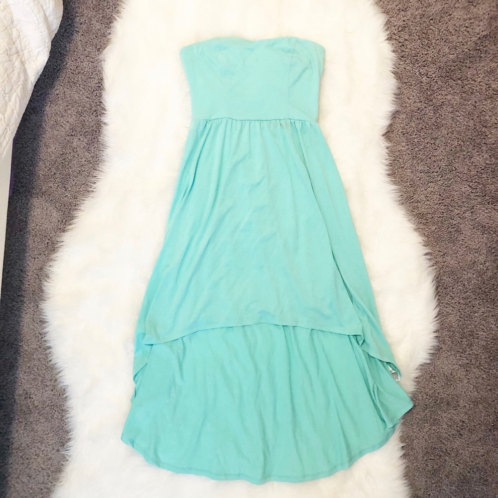 Hi-lo sz small teal cotton dress